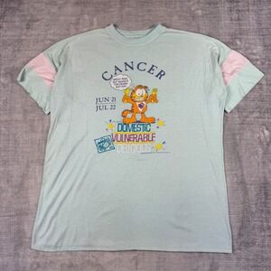 Garfield Shirt Mens XL Blue Pink Cancer Zodiac Vintage 1978 Cartoon Made In Usa